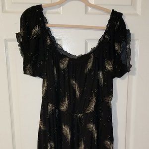 Torrid - Black Feather Off-Shoulder Midi Dress